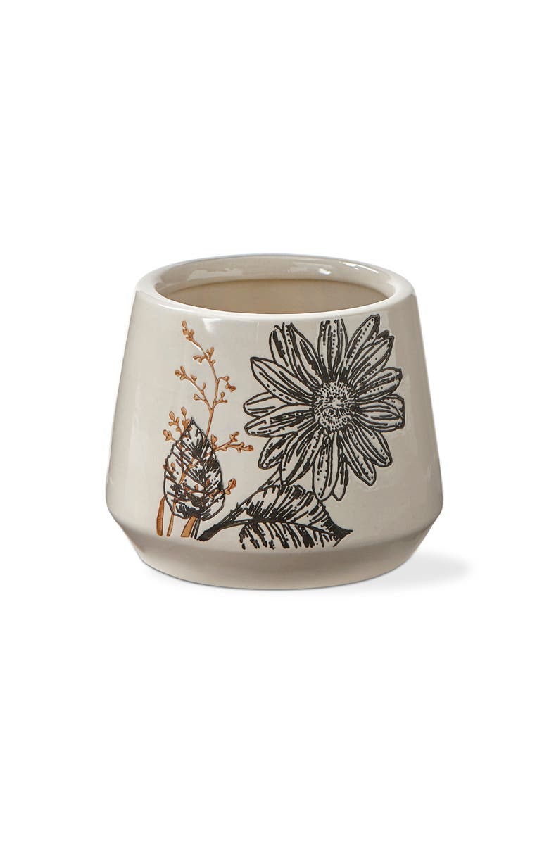 tag Let It Bee Flower Print Planter Small Glazed Ivory Stoneware, Main, color, Multicolored