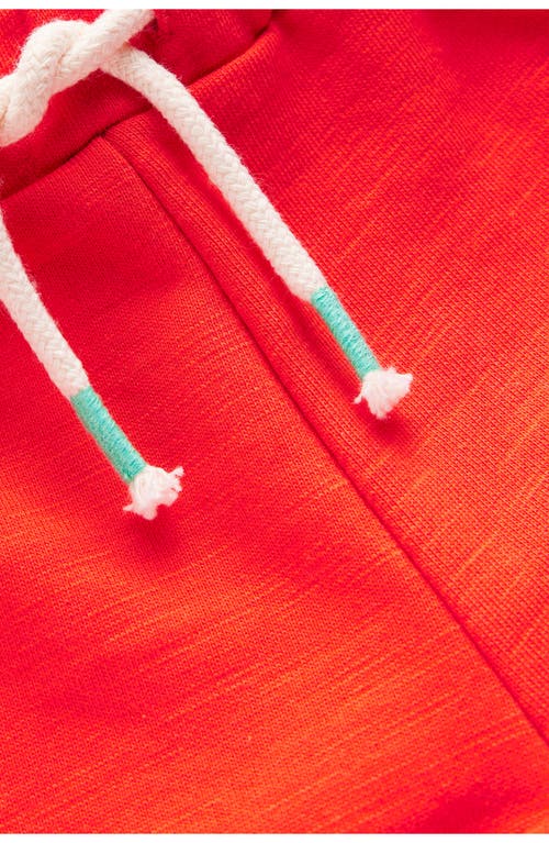 Mini Boden Kids' Pompom Trim Cotton Jersey Shorts In Firecracker Red