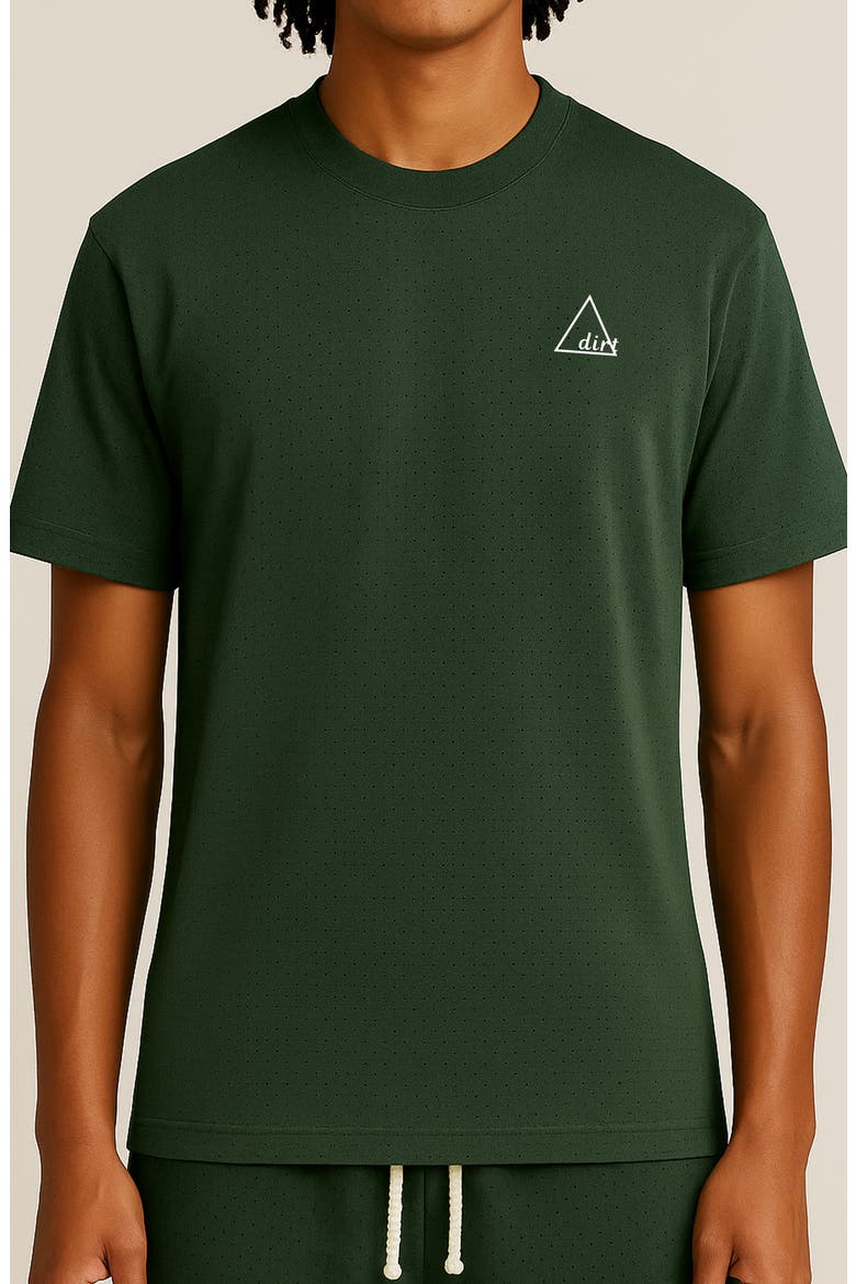 Perforated Cotton T-Shirt, Main, color, GREEN