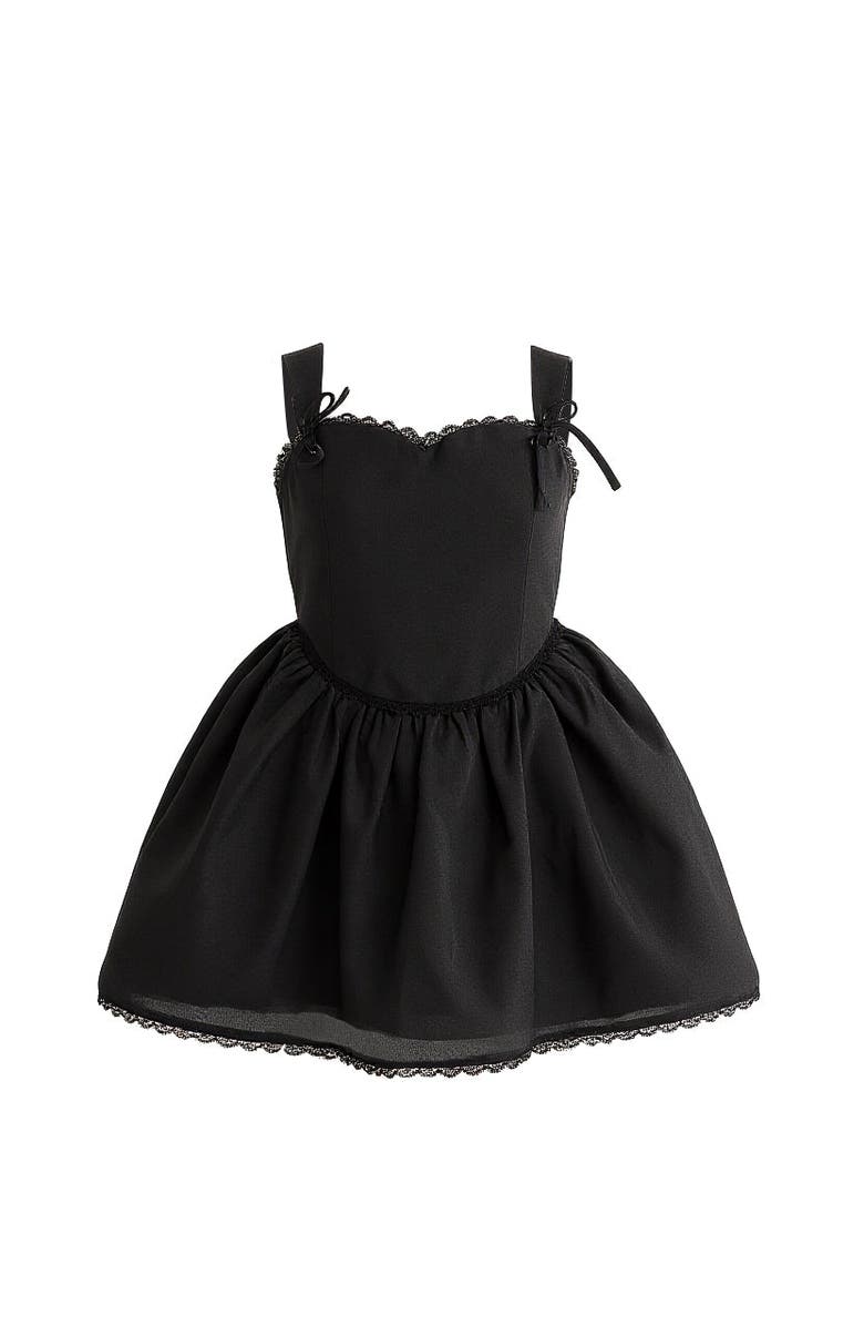 Tulleen Lace Trim Flared Dress, Alternate, color, Black