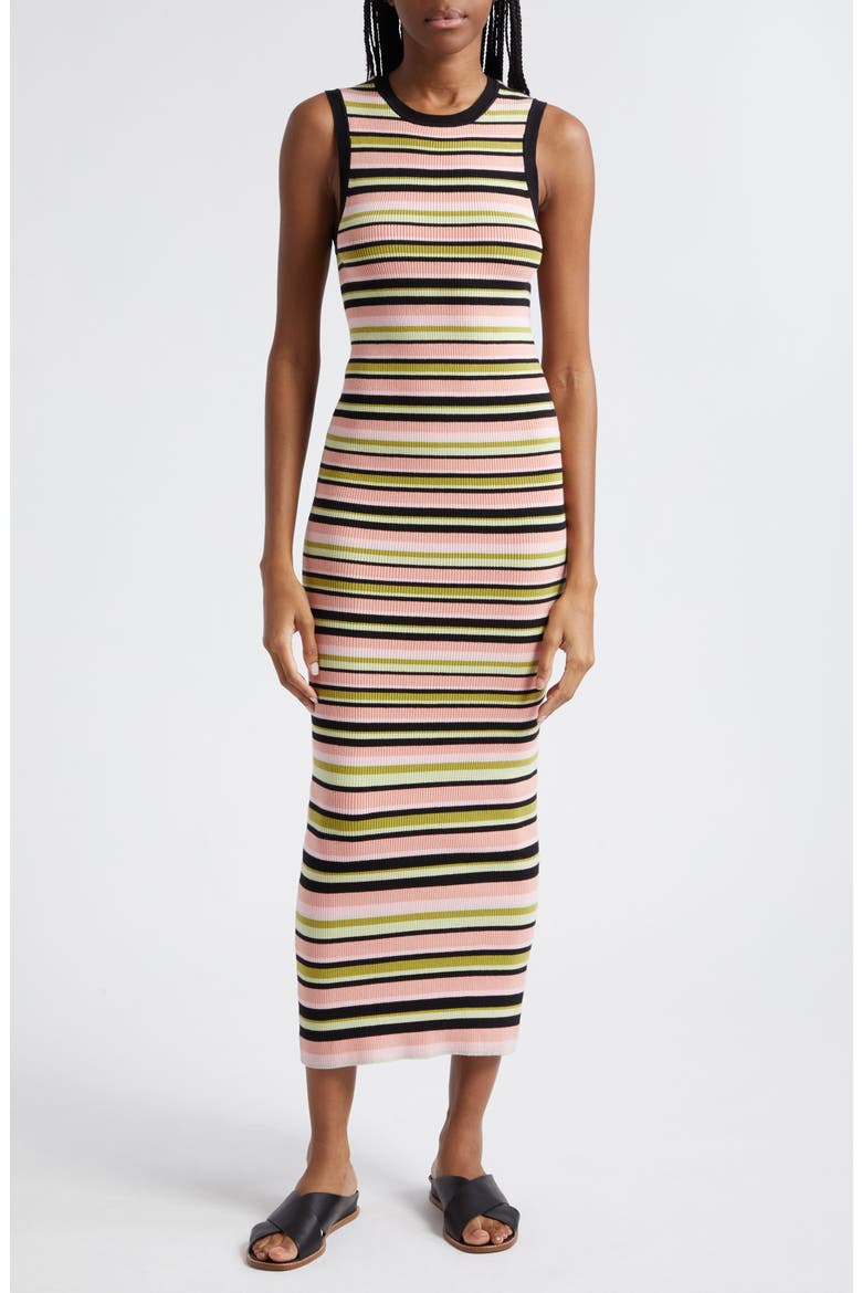 Stripe Rib Tank Dress, Main, color, BLACK MULTI STRIPE