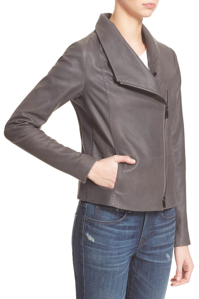 Leather Scuba Jacket, Alternate, color, IRON
