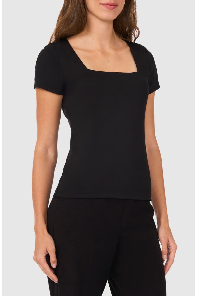 Square Neck Jersey Top, Main, color, RICH BLACK