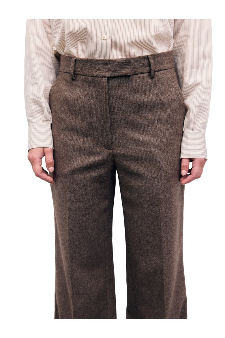Mia Wide Leg Mid Rise Trousers, Alternate, color, Brown