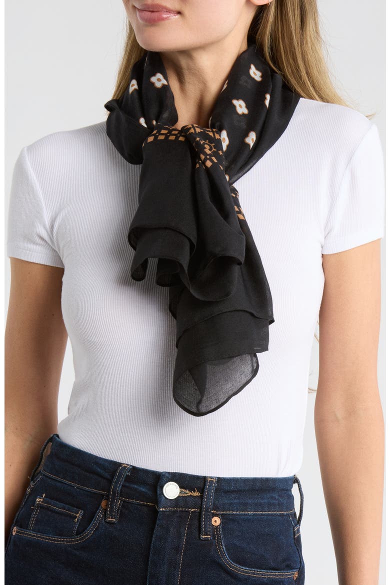 Geometric Square Bandana, Main, color, BLACK
