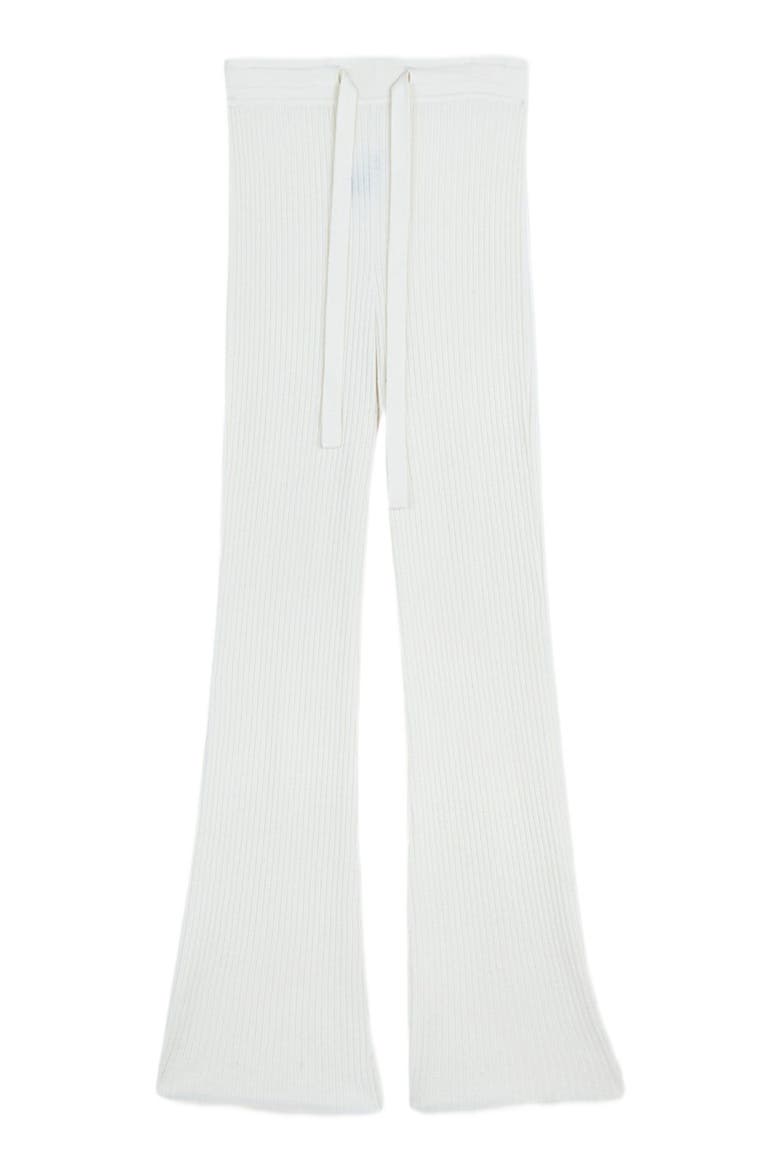 Drawstring Ribbed Cotton Silk Cashmere Blend Flares, Alternate, color, whisper white