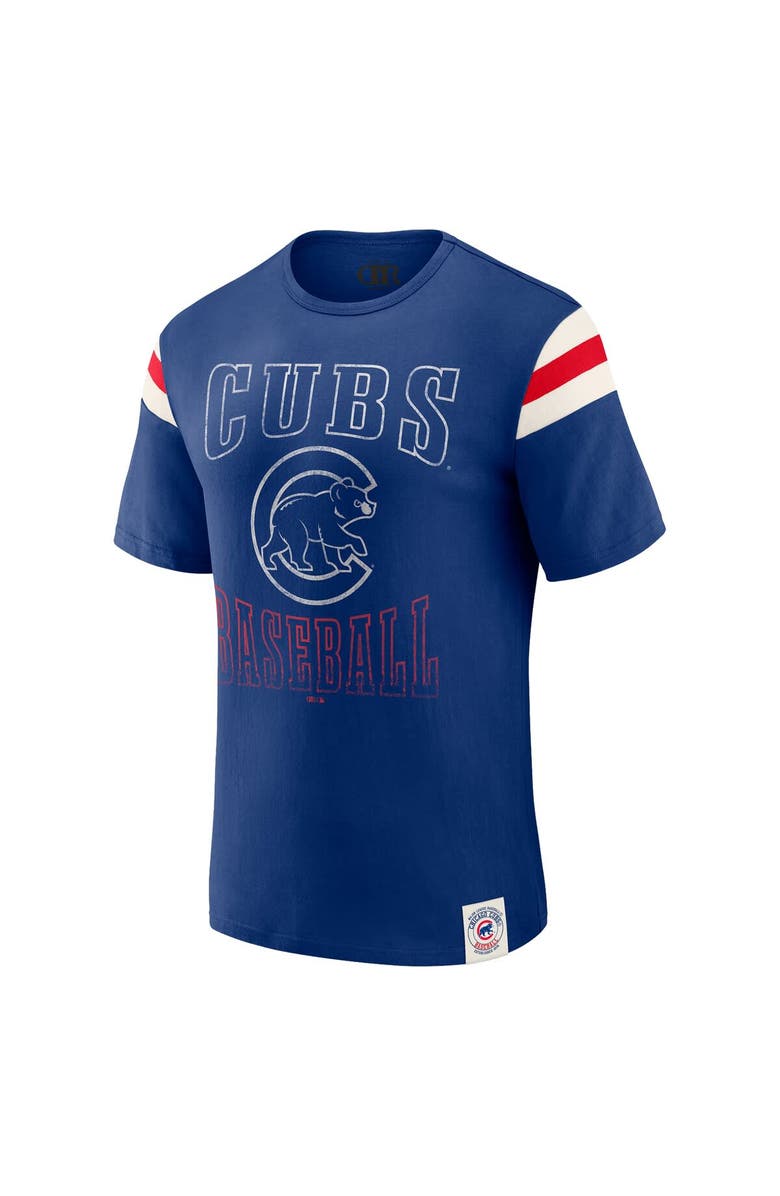 Darius Rucker Collection by Fanatics Men's Darius Rucker Collection by Fanatics Royal Chicago Cubs Distressed Sleeve Stripe T-Shirt, Alternate, color, Royal