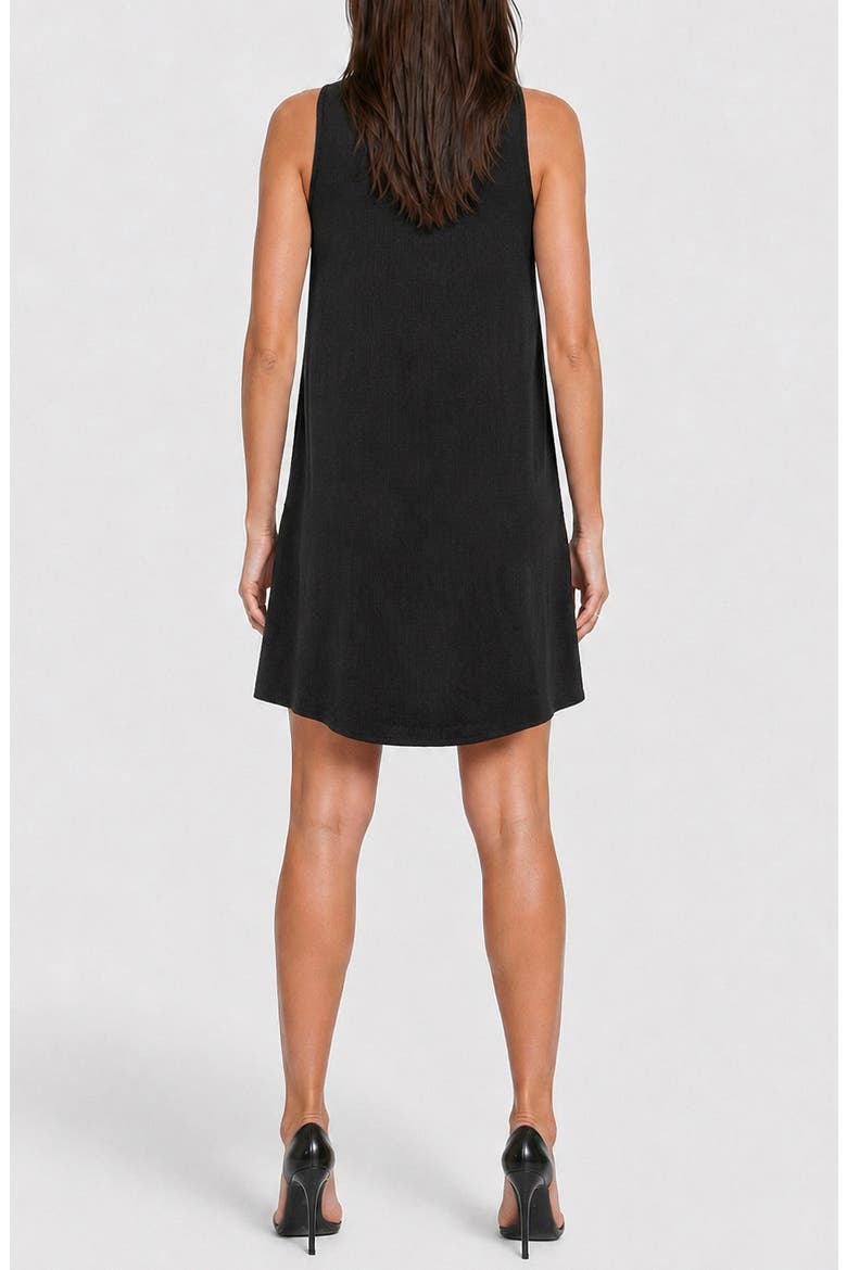 Mock Neck Rib Knit Trapeze Dress, Alternate, color, BLACK