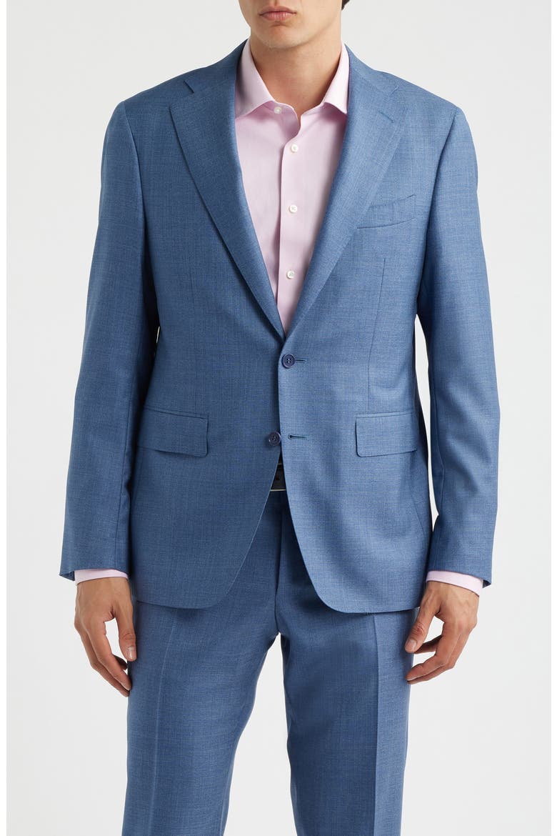 Capri Trim Fit Light Blue Mélange Super 130s Wool Suit, Alternate, color, LIGHT BLUE