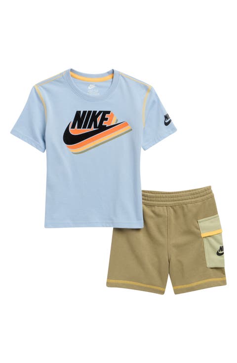 Kids' Swoosh Graphic T-Shirt & Knit Cargo Shorts Set (Little Kid)