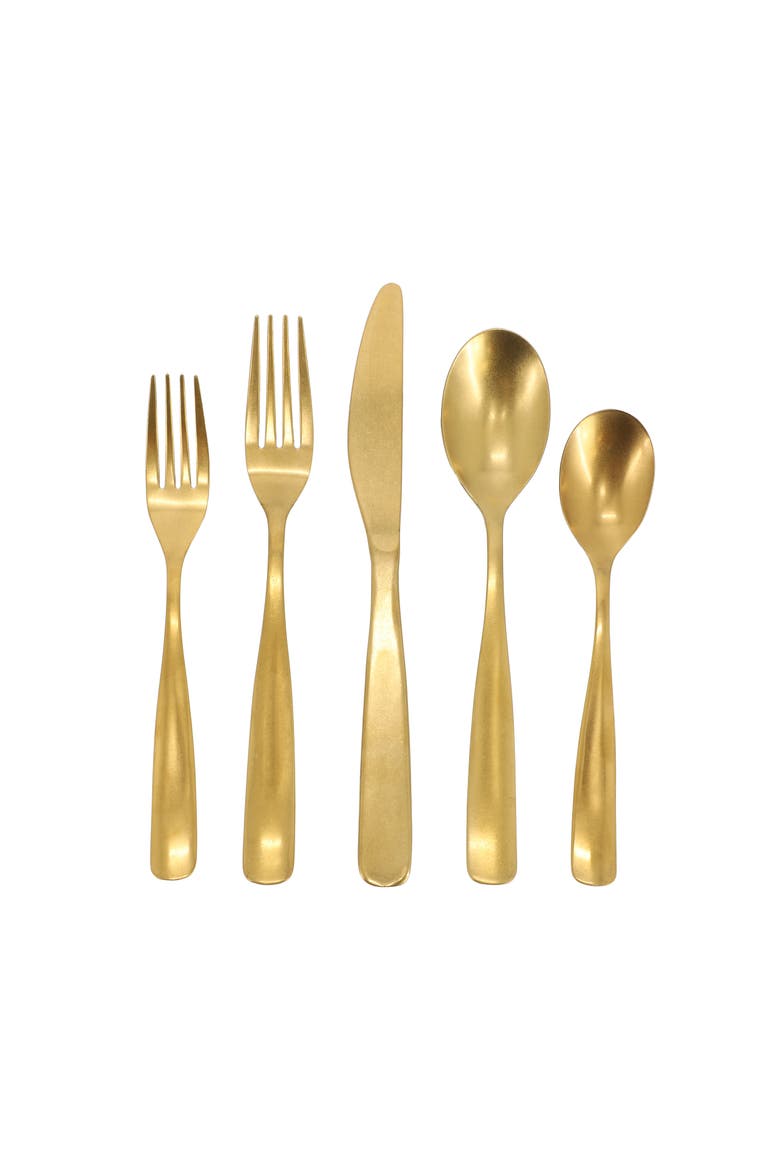 Hulton 20 Piece Stainless Steel Flatware Set, Alternate, color, Metallic Gold