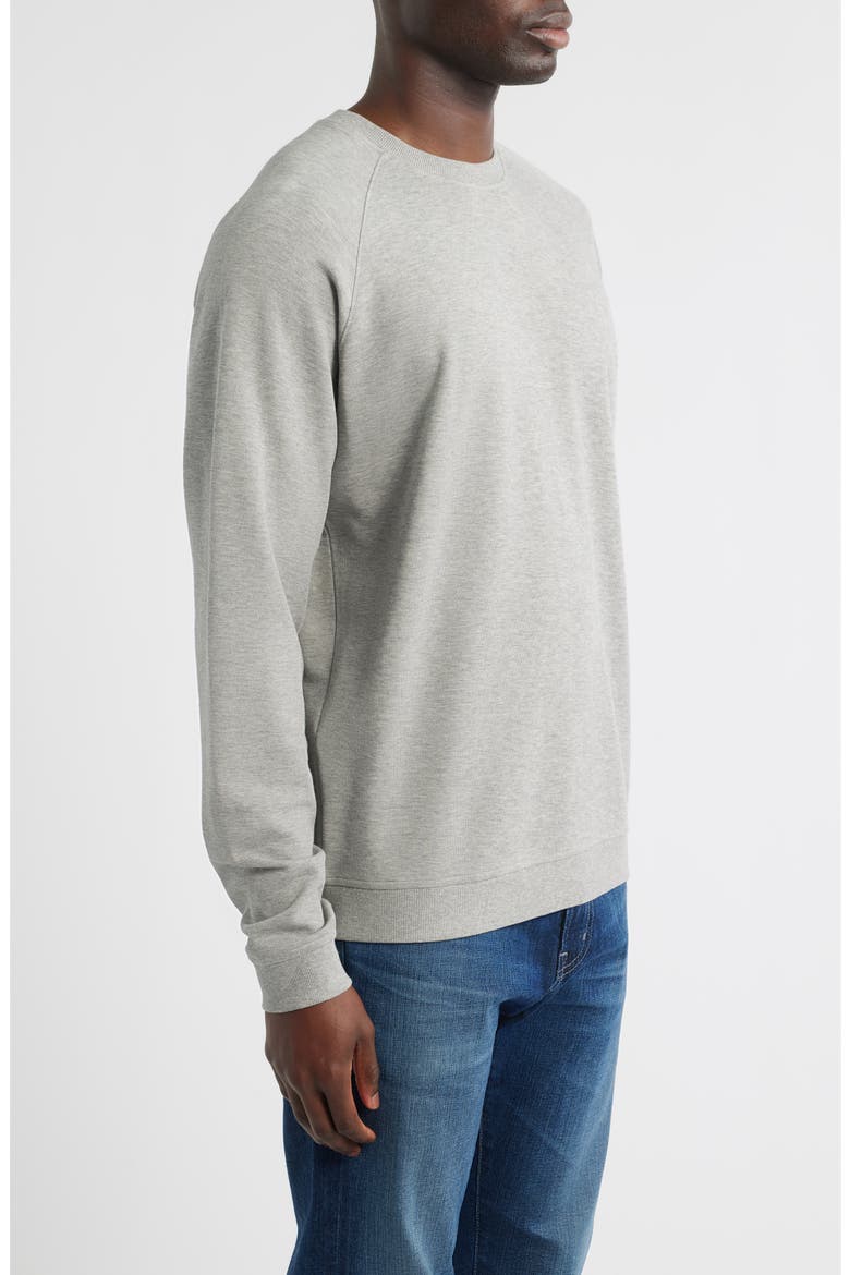Crown Comfort Cotton Blend Piqué Crewneck Sweatshirt, Alternate, color, LIGHT GREY