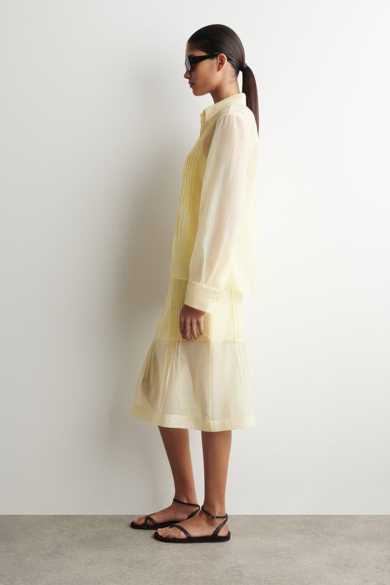 Sheer Pintucked Shirt, Alternate, color, YELLOW