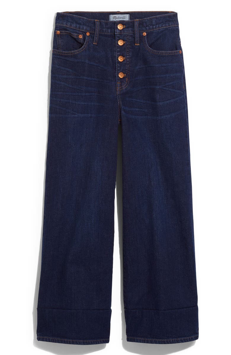 Madewell Button Front Wide Leg Crop Jeans, Alternate, color, 