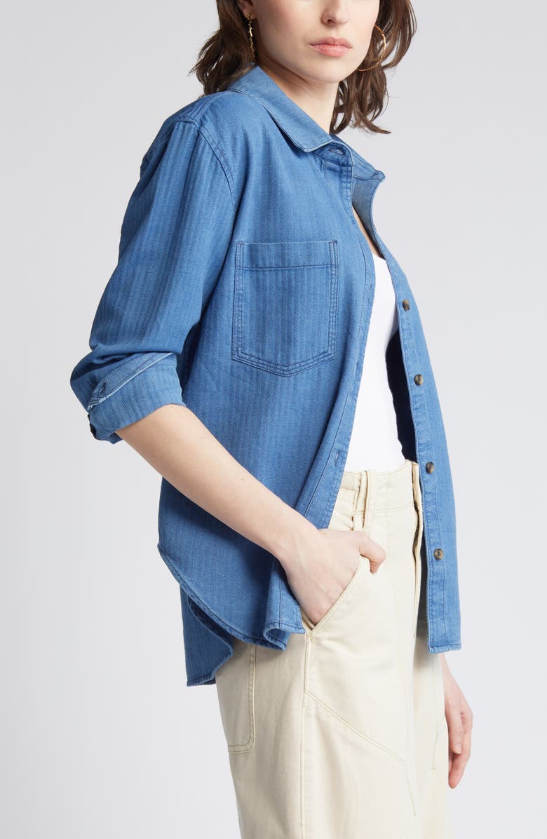 Treasure & Bond Herringbone Indigo Button-Up Shirt, Alternate, color, 