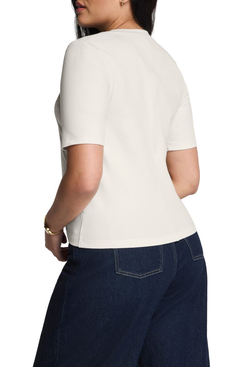 Crewneck Elbow Sleeve T-Shirt, Alternate, color, IVORY