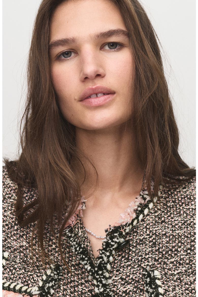 Button Front Tweed Jacket, Alternate, color, BLACK