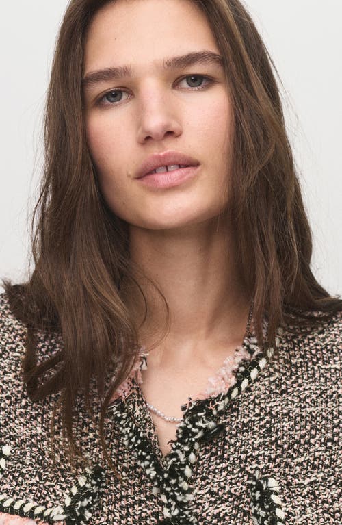 Mango Button Front Tweed Jacket In Brown