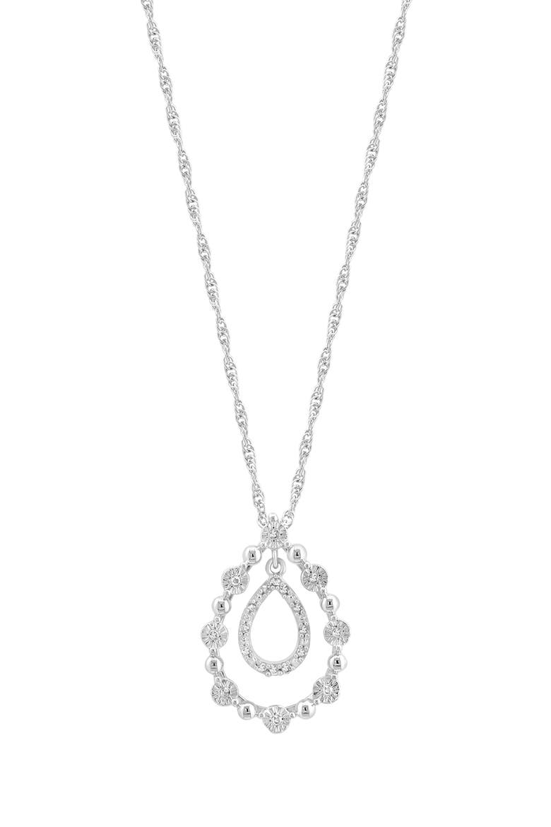 Sterling Silver Diamond Orbital Teardrop Pendant Necklace, Main, color, SILVER