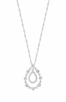 EFFY Sterling Silver Diamond Orbital Teardrop Pendant Necklace