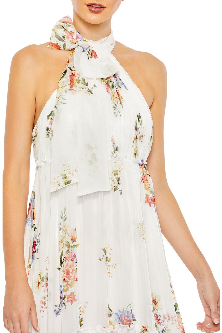 Floral Bow Tiered A-Line Gown, Alternate, color, WHITE MULTI