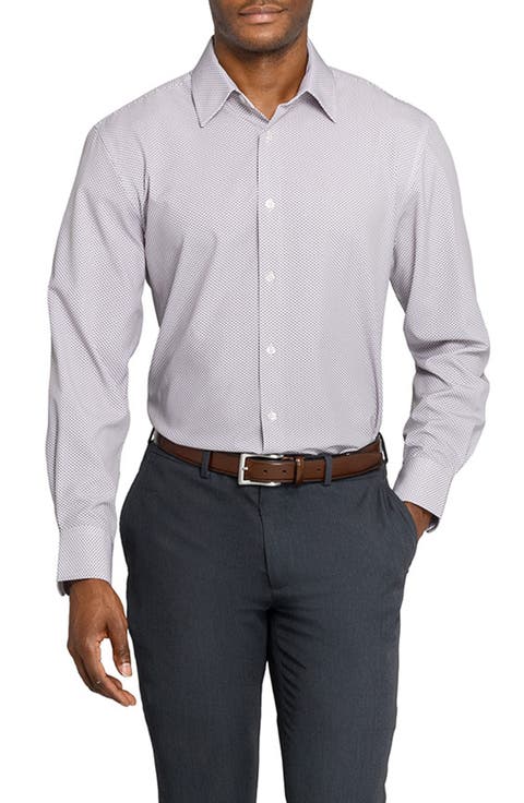 Slim Fit Tile Print Performance Dress Shirt