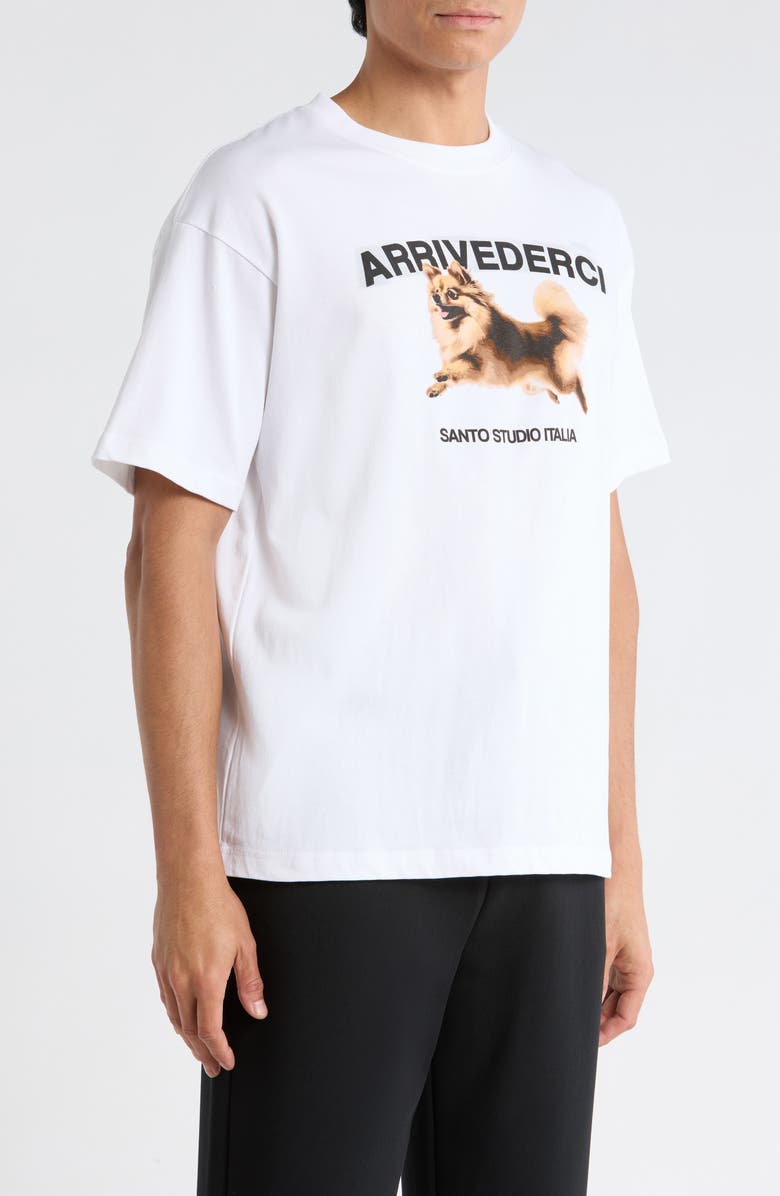 SANTO STUDIO Arrivederci Drappo Boxy Fit Cotton Graphic T-Shirt, Alternate, color, White