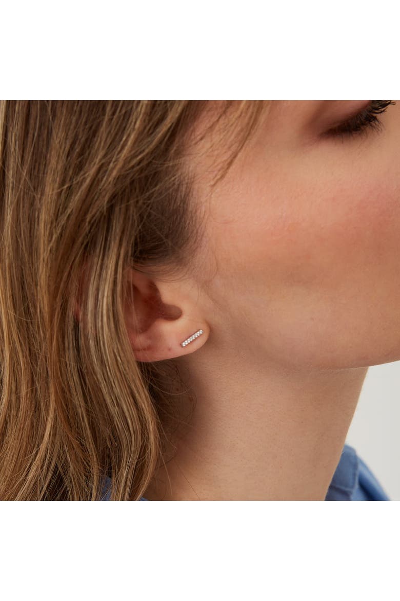 Sterling Silver Zirconia Bar Stud Earring, Alternate, color, Silver