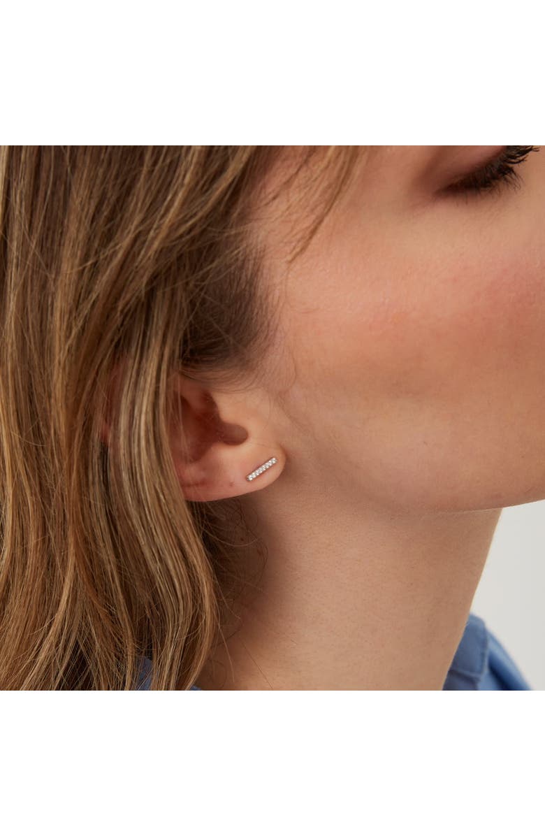 Spero London Sterling Silver Zirconia Bar Stud Earring, Alternate, color, Silver