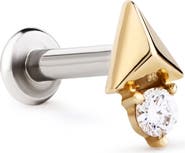 Ana Luisa Solid Yellow Gold - Diamond Pyramid Flatback Single Stud