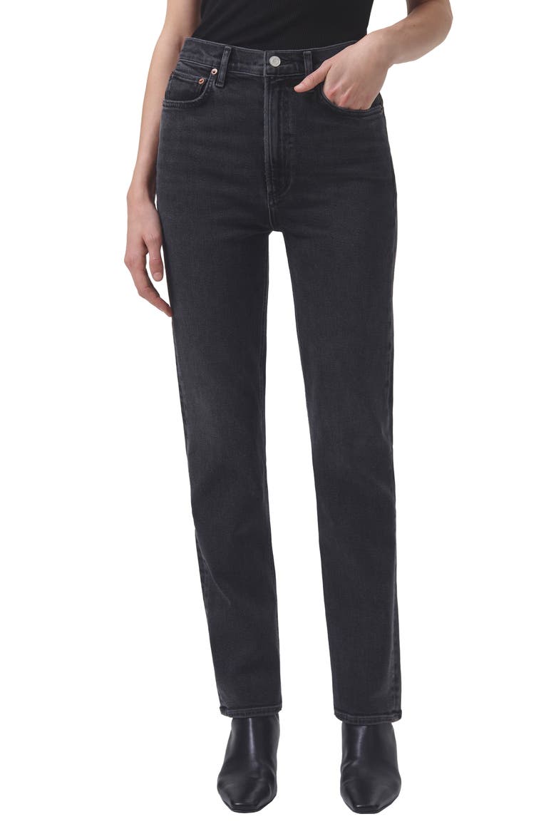 High Waist Stovepipe Jeans, Main, color, METAL