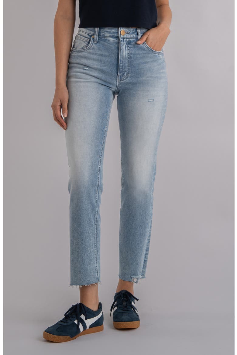 Rachael Fab Ab Raw Hem High Waist Crop Mom Jeans, Main, color, PERFORMANCE
