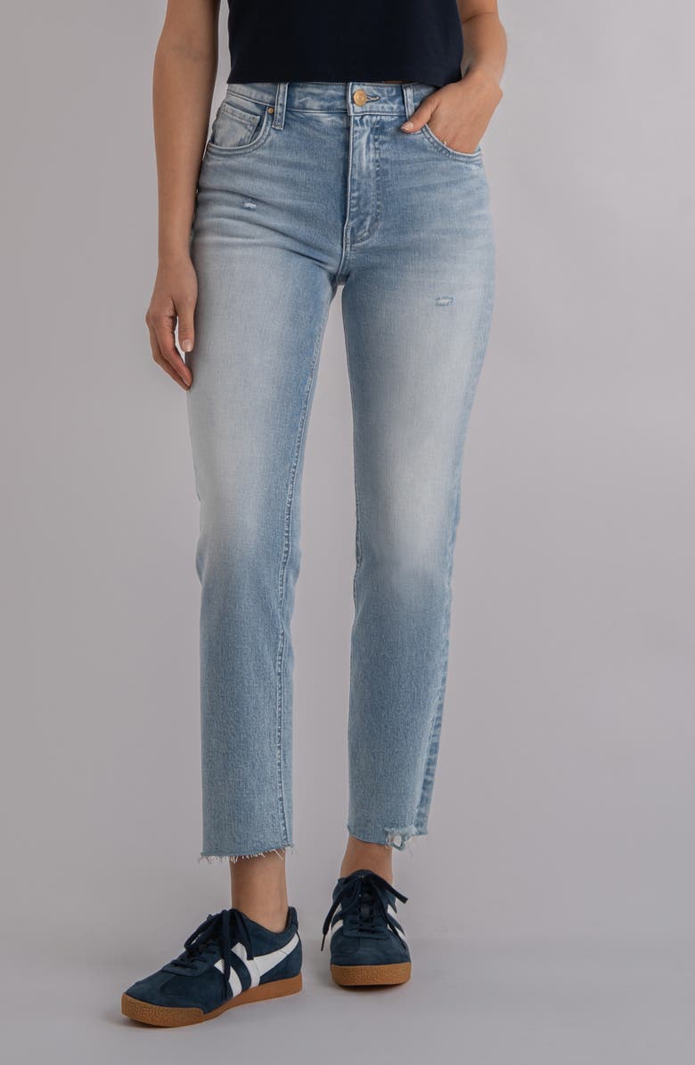 KUT from the Kloth Rachael Fab Ab Raw Hem High Waist Crop Mom Jeans, Main, color, Performance
