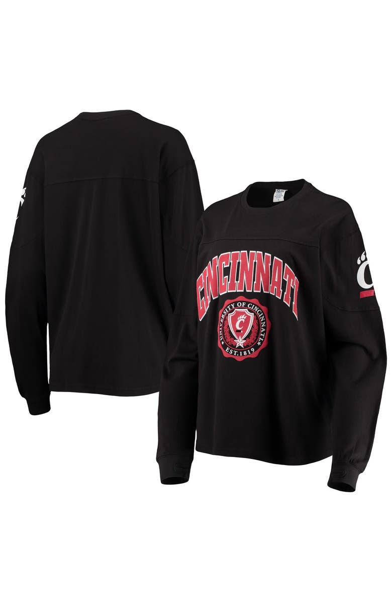 PRESSBOX Women's Pressbox Black Cincinnati Bearcats Edith Long Sleeve T-Shirt, Main, color, Black