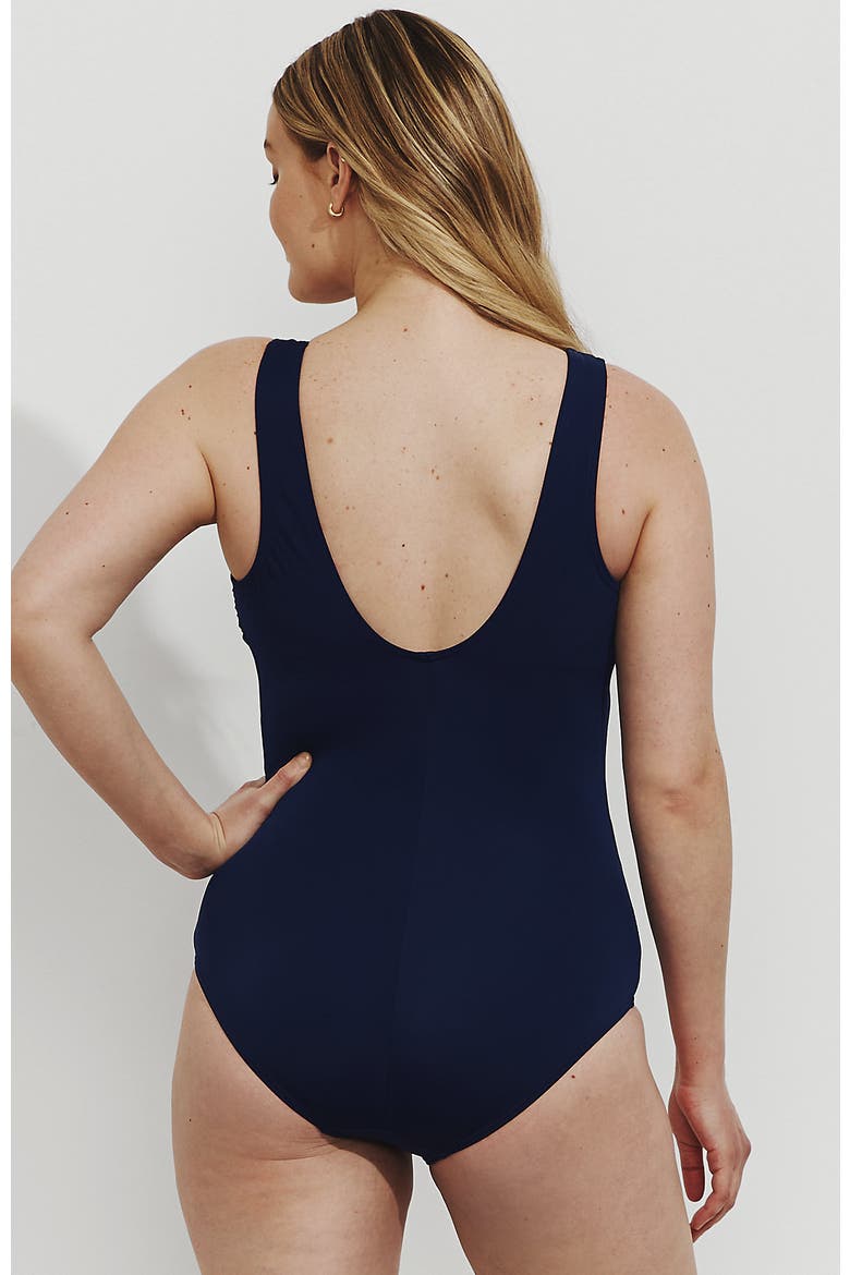 Plus Size DD-Cup Chlorine Resistant Scoop Neck Soft Cup Tugless Sporty One Piece Swimsuit, Alternate, color, Deep Sea Navy