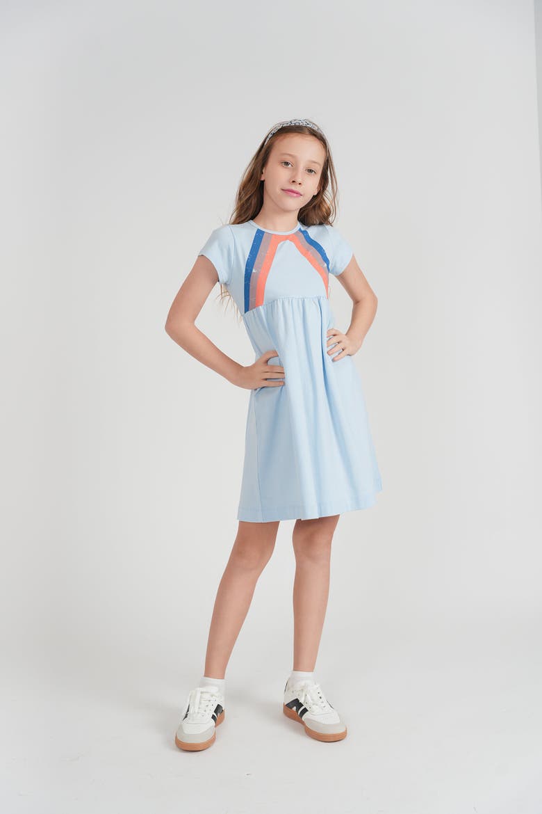 Multi Stripe Elastic Waist Dress, Alternate, color, Ivory