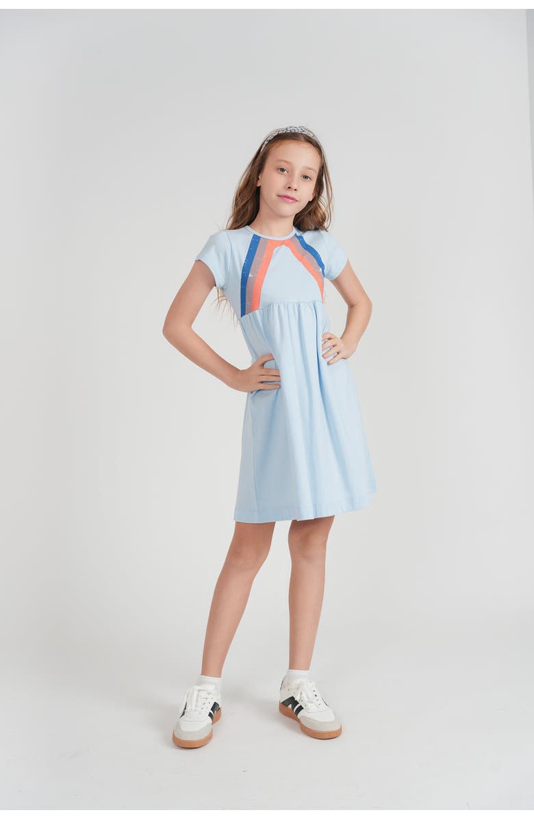 Puddles Multi Stripe Elastic Waist Dress, Alternate, color, Blue