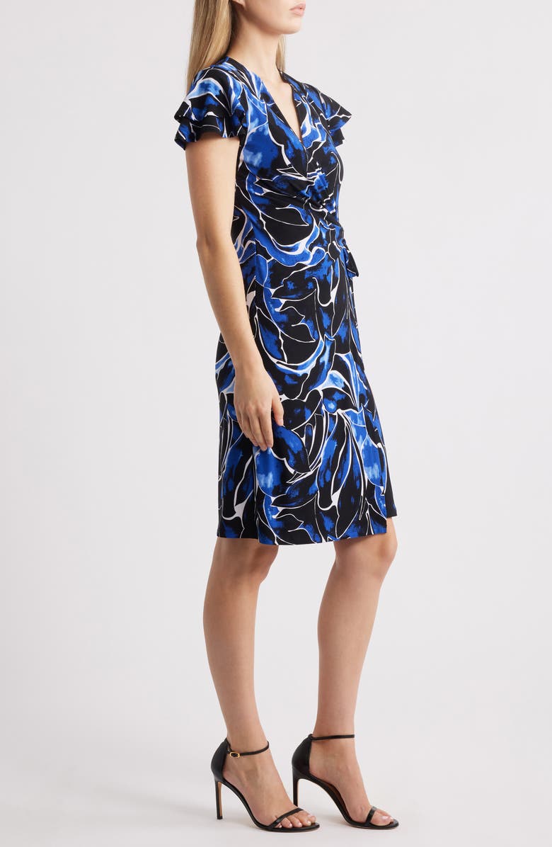 Anne Klein Abstract Print Flutter Sleeve Wrap Dress, Alternate, color,
