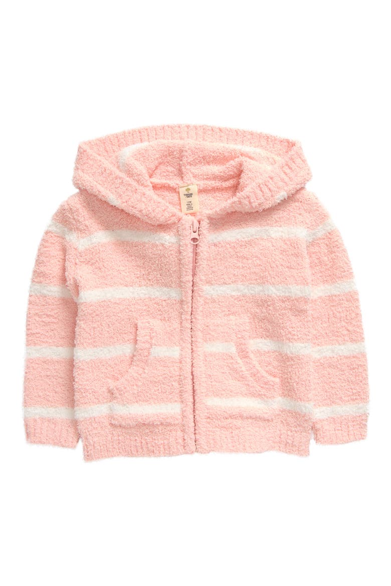 Stripe Bouclé Zip-Up Hoodie, Main, color, PINK ENGLISH- WHITE LEO STRIPE