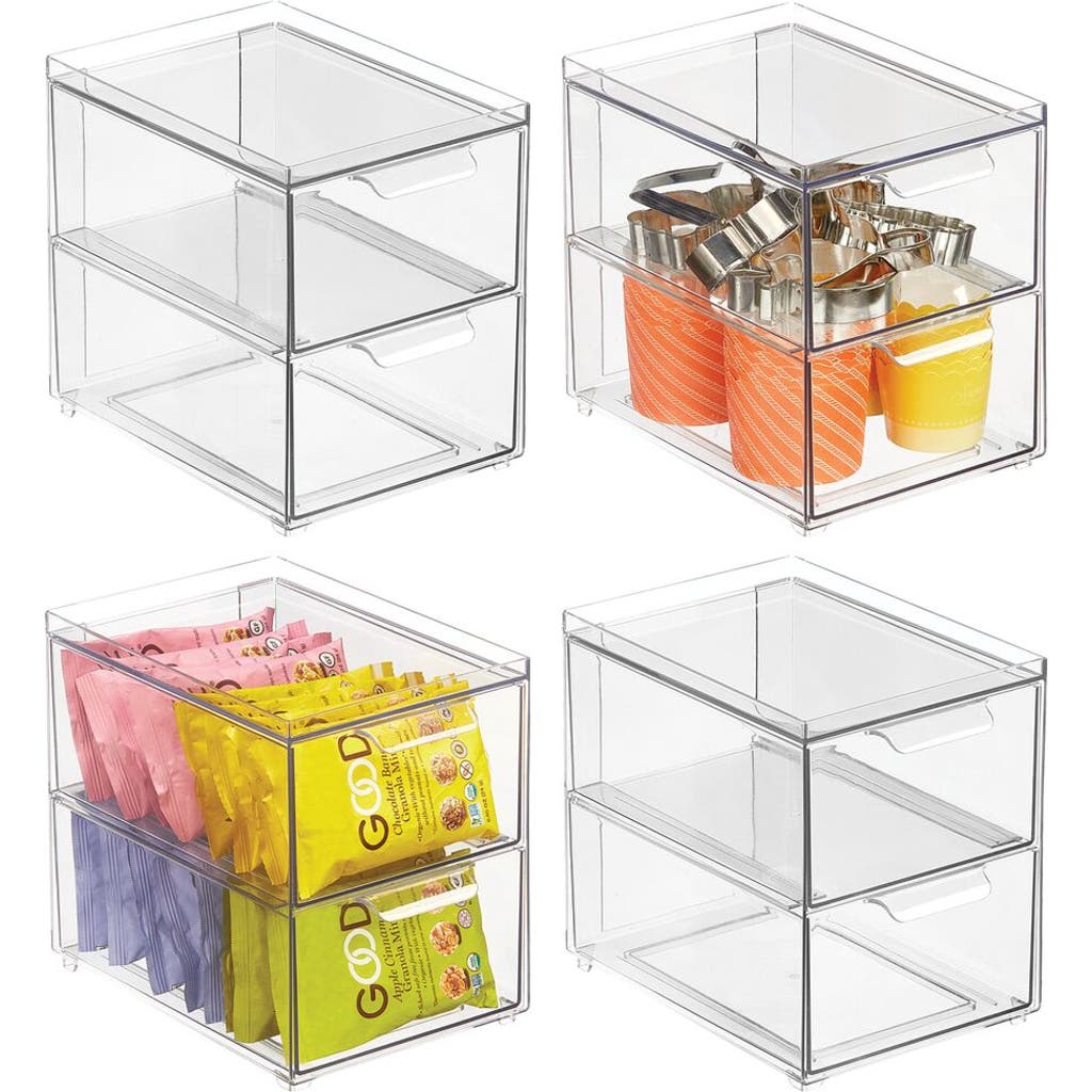 Mdesign 2-drawer Stackable Organizer For Kitchen Or Pantry In Transparent