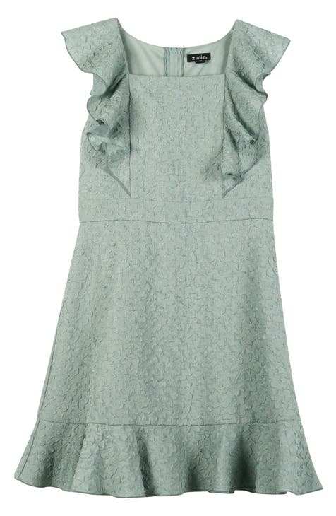 Kids' Textured Flutter Sleeve Fit & Flare Dress (Big Kid)