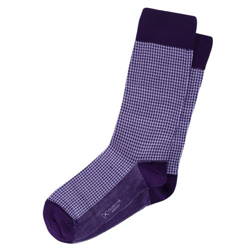 Trafalgar Doyle Houndstooth Design Mercerized Cotton Mid-calf Socks In Purple And Lavender