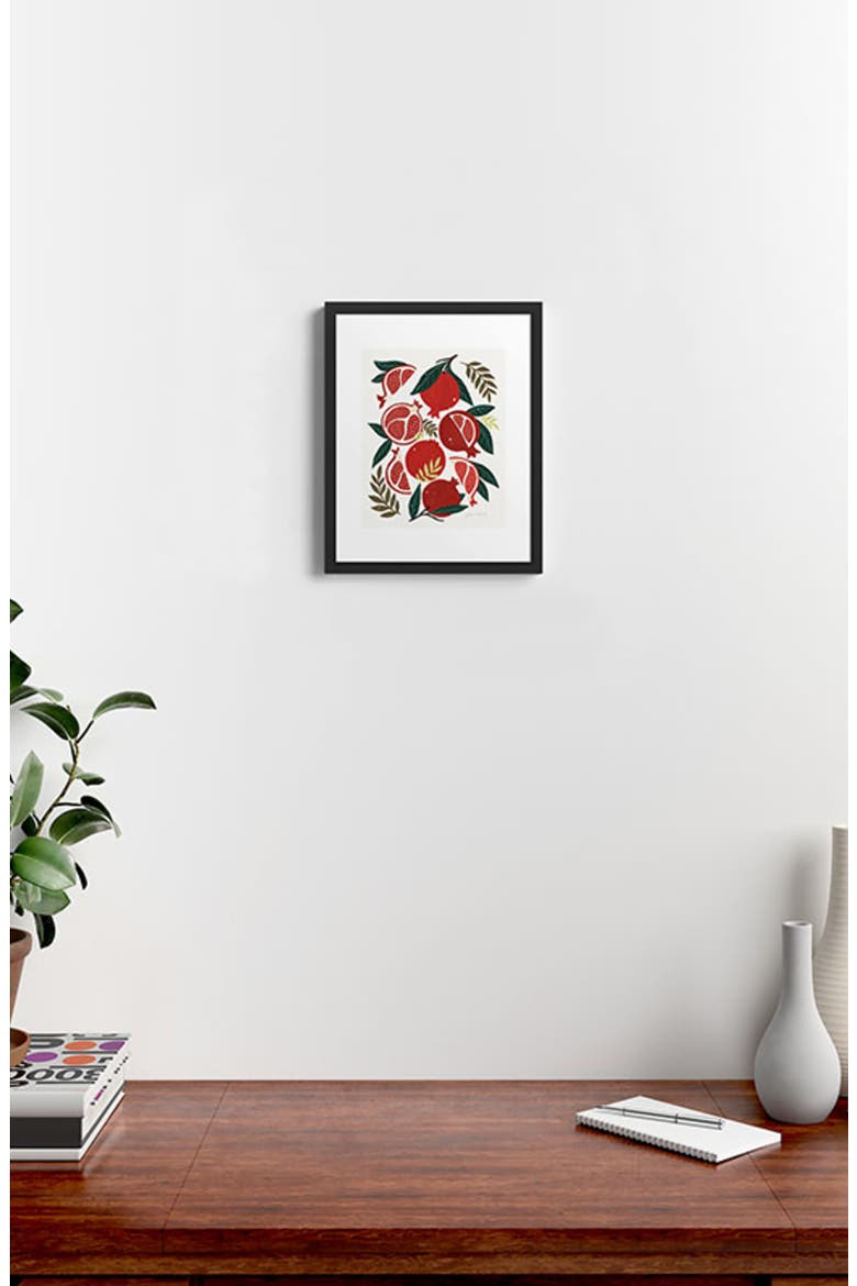 Pomegranates Pattern Framed Art Print, Alternate, color, GREEN