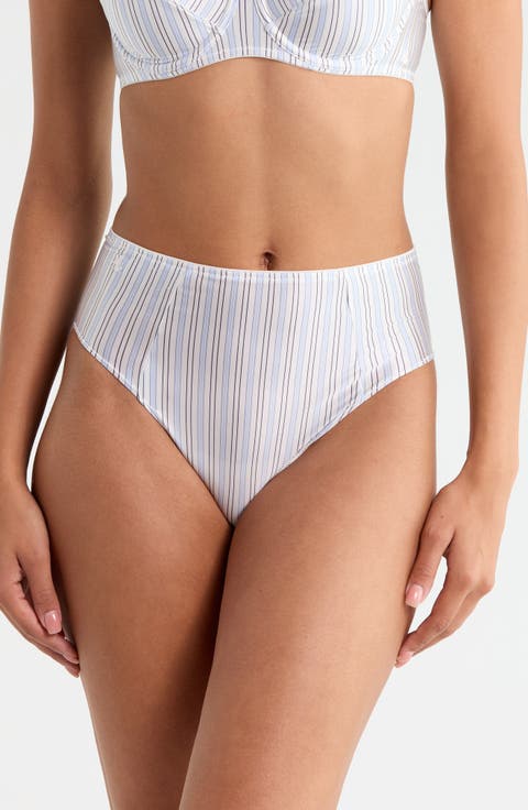 Stripe High Waist Satin Briefs