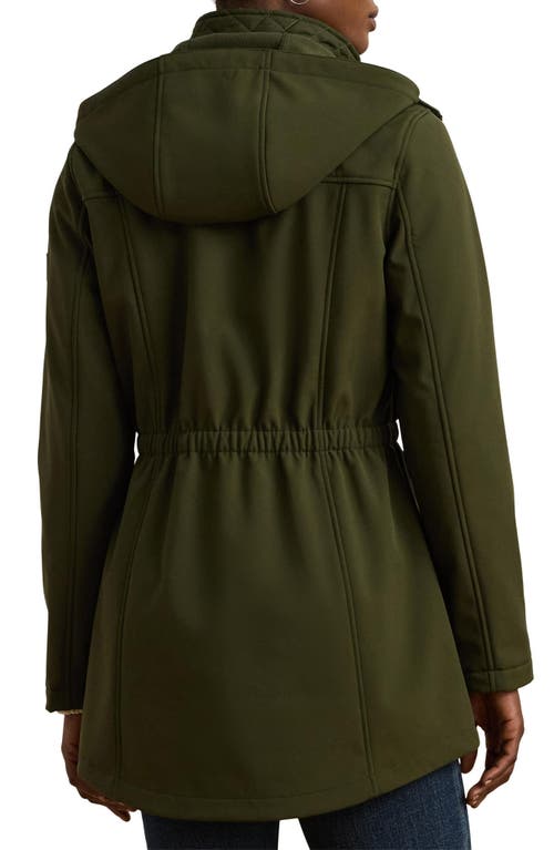 Ralph Lauren Lauren  Hooded Soft-shell Jacket With Interior Quilted Bib In Loden