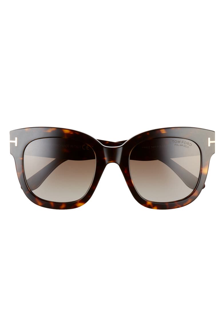 Beatrix 52mm Polarized Gradient Square Sunglasses, Main, color, DARK HAVANA / BROWN