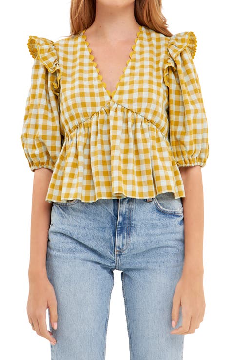 Rickrack Trim Check Top