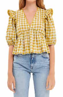 Rickrack Trim Check Top
