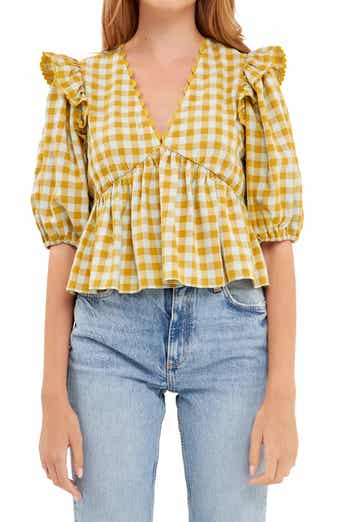 Rickrack Trim Check Top