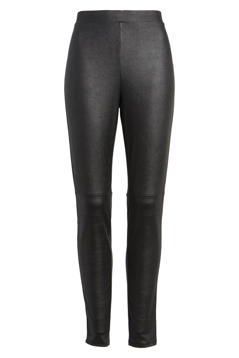 High Waist Faux Leather Leggings, Alternate, color, BLACK